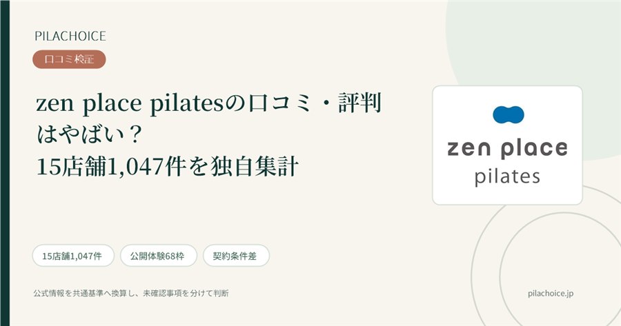 zen place pilatesの口コミ・評判を15店舗1,047件で独自集計した記事ひょうじ